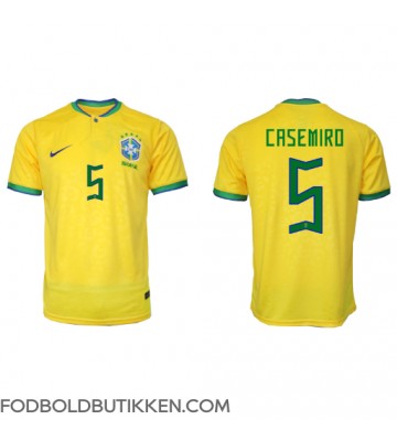 Brasilien Casemiro #5 Hjemmebanetrøje VM 2022 Kortærmet